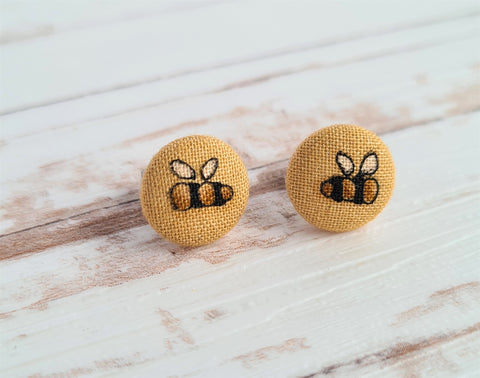 Buzzy Bees Vintage Fabric Studs