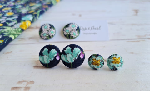 Winter Floral Fabric Studs